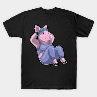 Pig Fitness Sit ups Sports T-Shirt